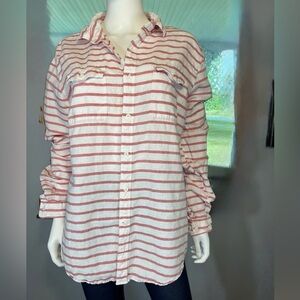 NWOT Large Express Red and White Striped Shirt